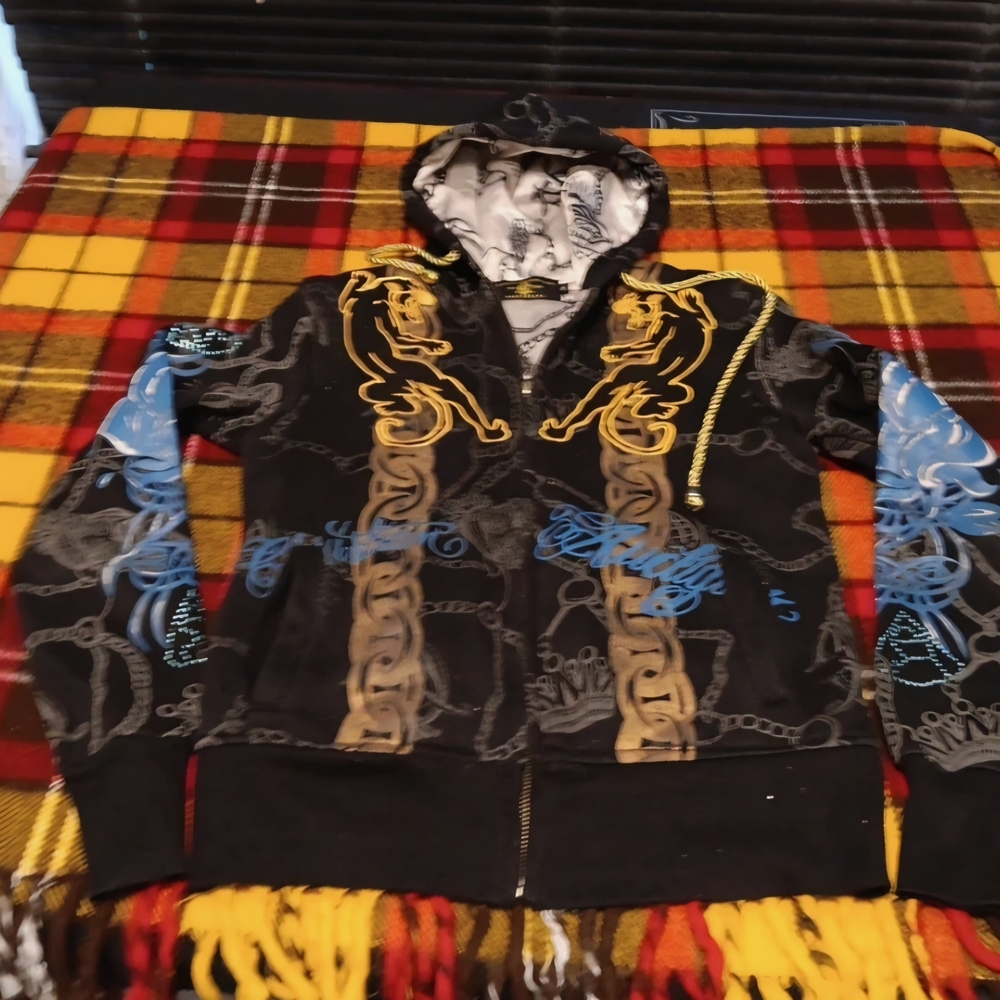 Christian Audigier Black and Gold Patterned Jacket